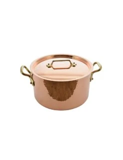 BASSINE A RAGOUT CUIVRE ETAME AVEC COUVERCLE