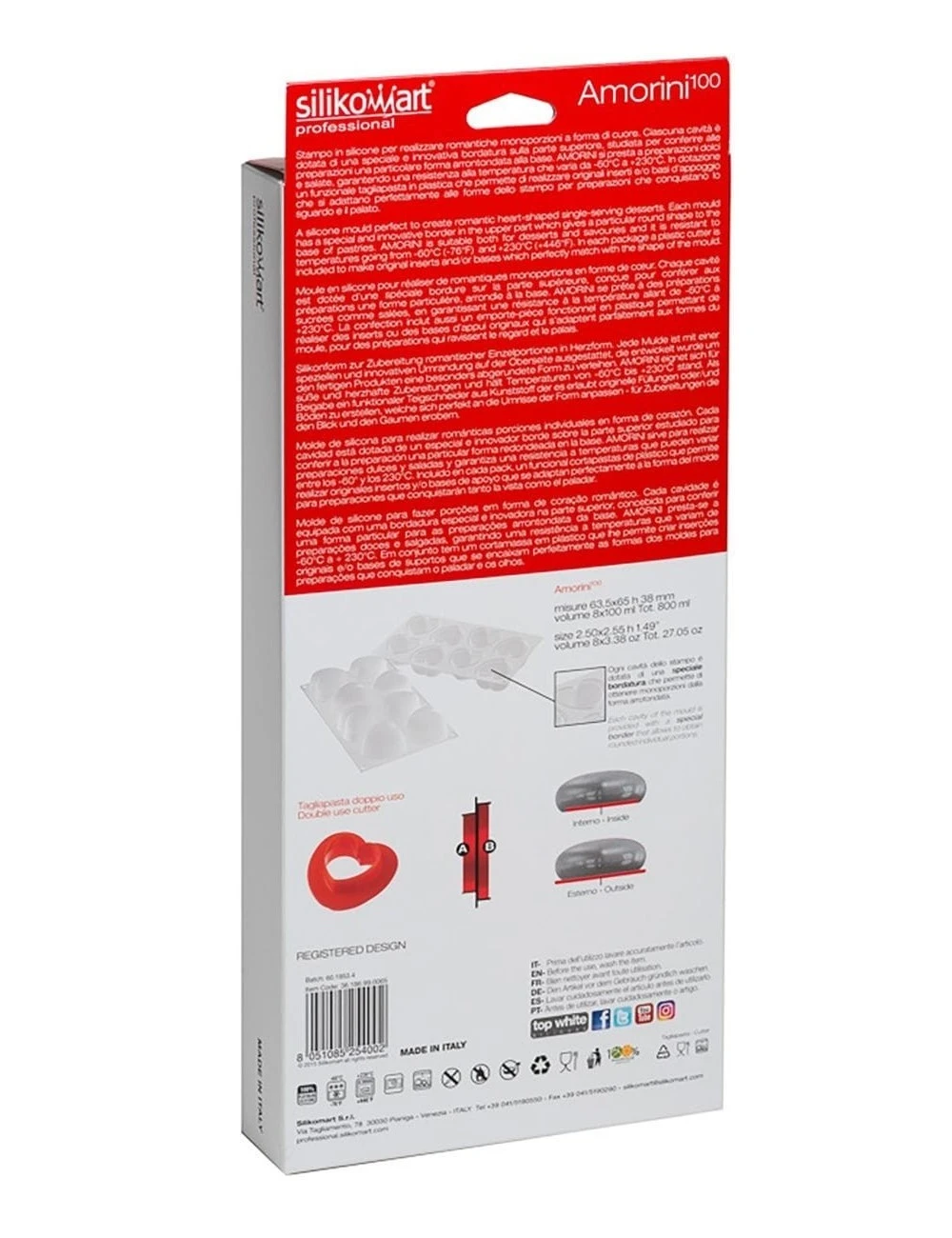 PLAQUE SILIKOMART - 8 COEURS BOMBES 3 PLAQUE SILIKOMART - 8 COEURS BOMBES