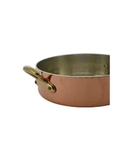 PLAT A SAUTER CUIVRE ETAME AVEC POIGNEES AVEC COUVERCLE -Outils Patisserie plat a sauter cuivre etame avec poignees avec couvercle 2