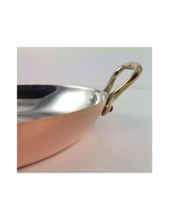 PLAT ROND A POIGNEES - SERVICE TABLE - CUIVRE ETAME -Outils Patisserie plat rond a poignees service table cuivre etame 2