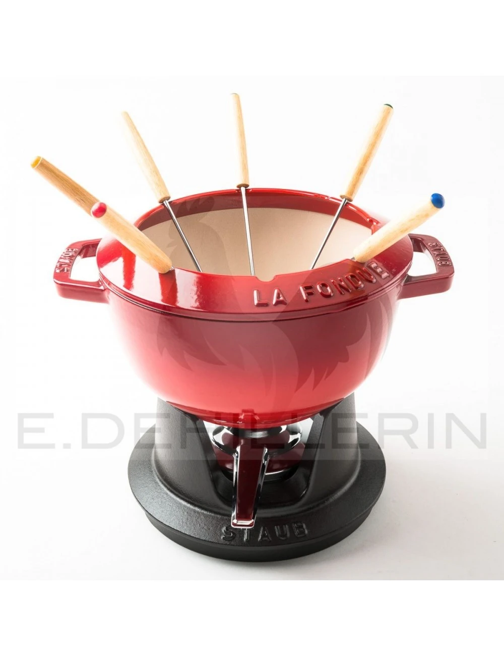 SERVICE A FONDUE ROUGE DIAMETRE 20 - STAUB 3 SERVICE A FONDUE ROUGE DIAMETRE 20 - STAUB